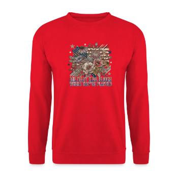 Militärkinder blühen dort auf, wo sie gepflanzt si - Unisex Pullover - Rot - Vorne - Alina (178cm) & Michal (187cm)