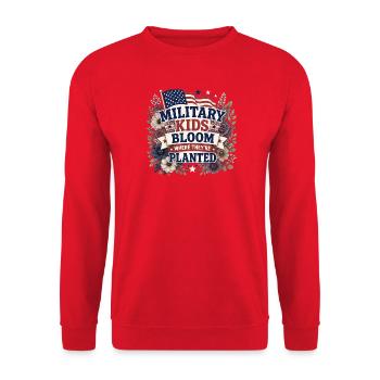 Militärkinder blühen dort auf, wo sie gepflanzt si - Unisex Pullover - Rot - Vorne - Alina (178cm) & Michal (187cm)