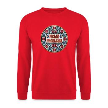 Nema Problema Shirt Lustig Balkan Jugo Geschenk - Unisex Pullover - Rot - Vorne - Alina (178cm) & Michal (187cm)