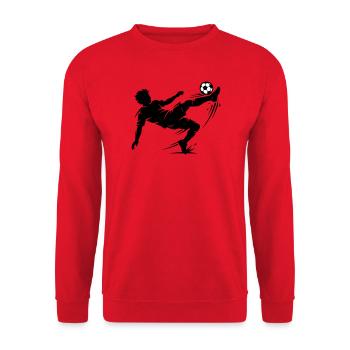 Fallrückzieher Fussball Silhouette - Unisex Pullover - Rot - Vorne - Alina (178cm) & Michal (187cm)