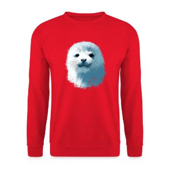 Seehundbaby - Unisex Pullover - Rot - Vorne - Alina (178cm) & Michal (187cm)