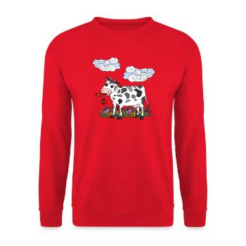 Cow - Unisex Sweatshirt - red - Front - Alina (178cm) & Michal (187cm)