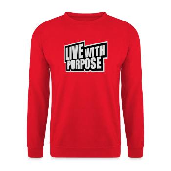 Live With Purpose Motivation Sense Mindset Saying - Unisex Sweatshirt - red - Front - Alina (178cm) & Michal (187cm)