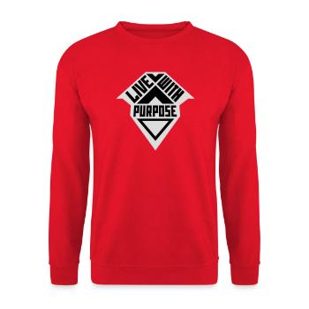 Live With Purpose Motivation Sense Mindset Saying - Unisex Sweatshirt - red - Front - Alina (178cm) & Michal (187cm)