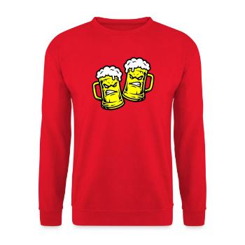 Bier Comic Bierglas - Unisex Pullover - Rot - Vorne - Alina (178cm) & Michal (187cm)