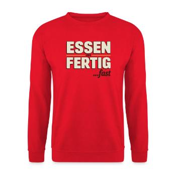 Food is finished almost funny saying for - Unisex Sweatshirt - red - Front - Alina (178cm) & Michal (187cm)