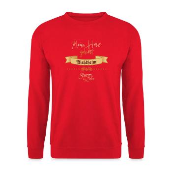 Sturm Der Liebe Spruch Mein Herz Gehört Bichlheim - Unisex Pullover - Rot - Vorne - Alina (178cm) & Michal (187cm)