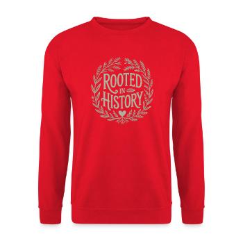 Rooted in History Emblem - Unisex Sweatshirt - red - Front - Alina (178cm) & Michal (187cm)