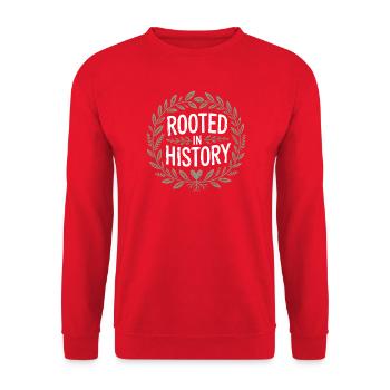 Emblème Enraciné dans l’Histoire - Sweat-shirt Unisexe - rouge - Devant - Alina (178cm) & Michal (187cm)