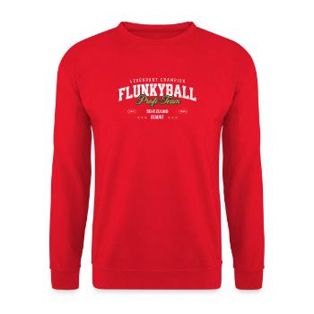 Flunkyball Champion Vintage College Design - Unisex Pullover - Rot - Vorne - Alina (178cm) & Michal (187cm)