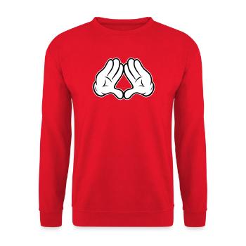 Mains : Pyramide de losange Triangle Losange Style Comic - Sweat-shirt Unisexe - rouge - Devant - Alina (178cm) & Michal (187cm)