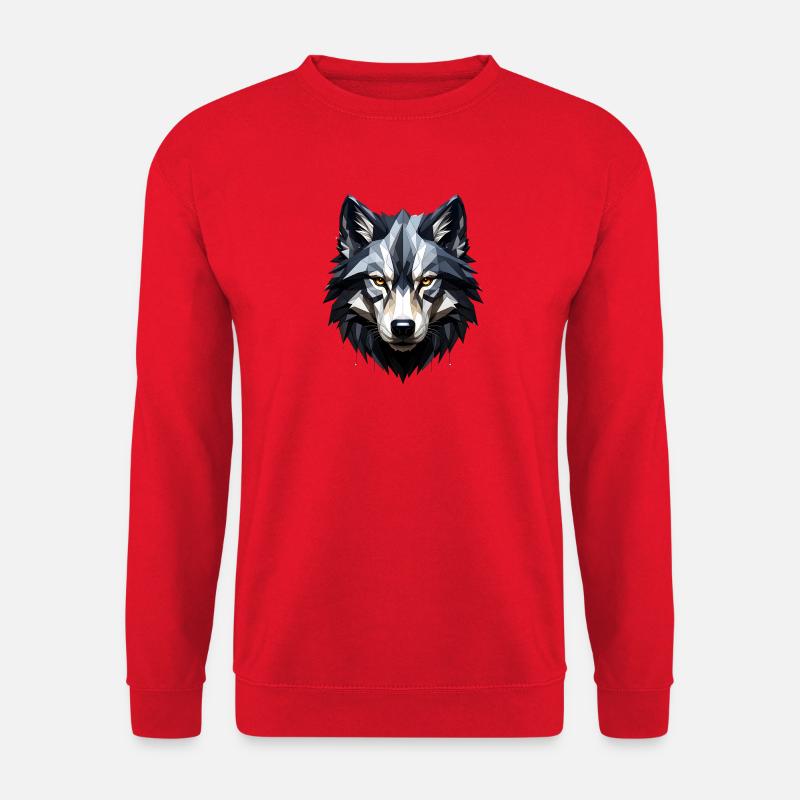 Geometrischer Wolfkopf - Unisex Pullover - Rot