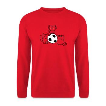 Katzen mit Fußball - Unisex Pullover - Rot - Vorne - Alina (178cm) & Michal (187cm)