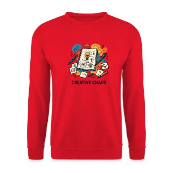 Kreatives Chaos Notizbuch - Unisex Pullover - Rot - Vorne - Alina (178cm) & Michal (187cm)