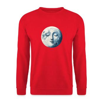 Moon Face in Blue Moonlight - Unisex Sweatshirt - red - Front - Alina (178cm) & Michal (187cm)