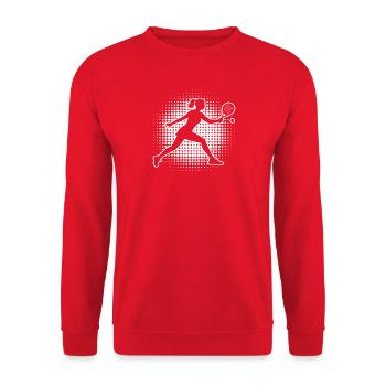 Padel playing fans and padel sport go together - Unisex Sweatshirt - red - Front - Alina (178cm) & Michal (187cm)