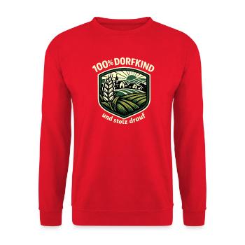 Dorfkind Ländliche Ernte - Unisex Pullover - Rot - Vorne - Alina (178cm) & Michal (187cm)