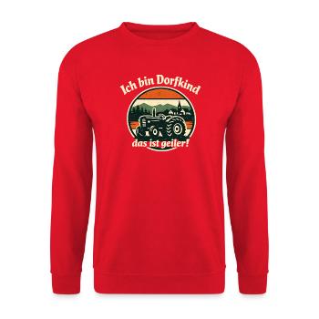 Dorfdorf Tractor Retro Sonnenuntergang - Unisex Pullover - Rot - Vorne - Alina (178cm) & Michal (187cm)