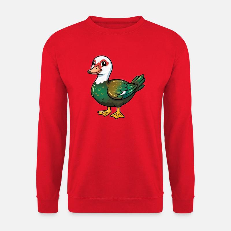 Bunte Cartoon-Ente - Unisex Pullover - Rot