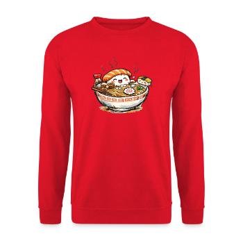 Kawaii Sushi Ramen Jubel - Unisex Pullover - Rot - Vorne - Alina (178cm) & Michal (187cm)