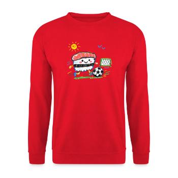 Aventure de football sushi à Kawaii - Sweat-shirt Unisexe - rouge - Devant - Alina (178cm) & Michal (187cm)