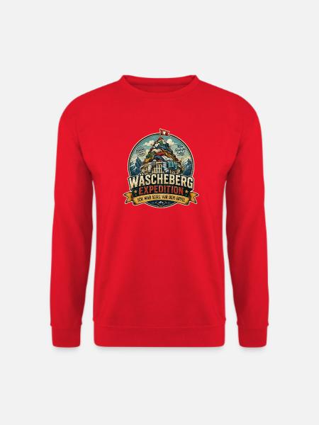 Wäscheberg Expedition – Lustiges Haushalts Motiv - Unisex Pullover - Rot