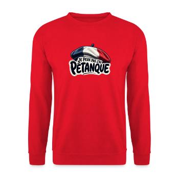 Je Peux Pas J’ai Pétanque – Béret Tricolore France - Sweat-shirt Unisexe - rouge - Devant - Alina (178cm) & Michal (187cm)