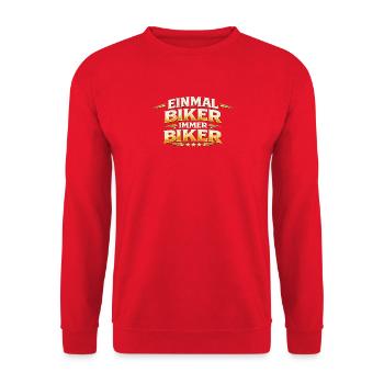 Einmal Biker Immer Biker - Unisex Pullover - Rot - Vorne - Alina (178cm) & Michal (187cm)