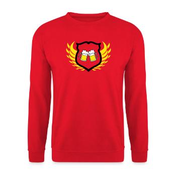 bier_wappen - Unisex Pullover - Rot - Vorne - Alina (178cm) & Michal (187cm)