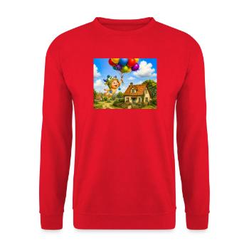 Balloon baby above cozy house - Unisex Sweatshirt - red - Front - Alina (178cm) & Michal (187cm)