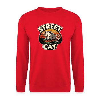 Street Cat Skate Ferret Retro - Unisex Sweatshirt - red - Front - Alina (178cm) & Michal (187cm)