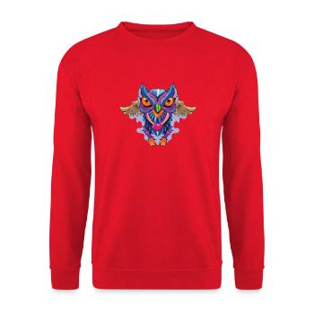 Eule - Unisex Pullover - Rot - Vorne - Alina (178cm) & Michal (187cm)