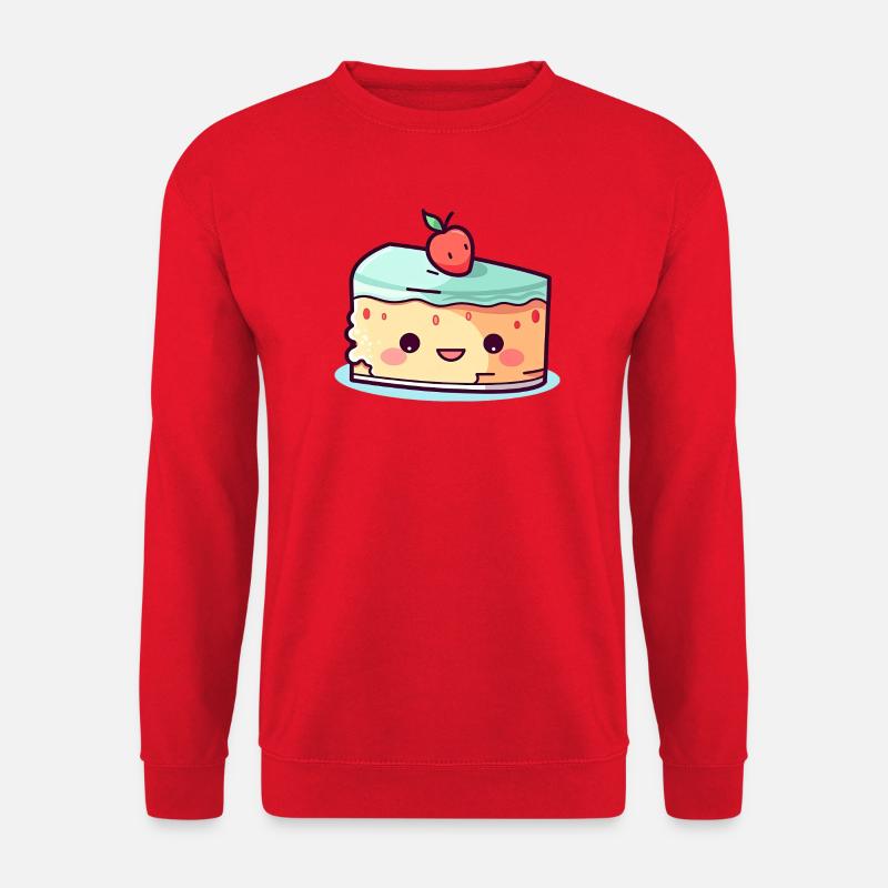 Kawaii Cake Slice with Cherry - Unisex Sweatshirt - red