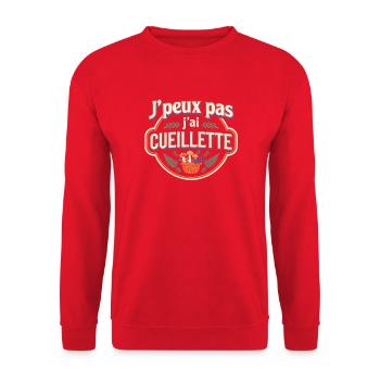 J'peux pas j'ai Cueillette - Sweat-shirt Unisexe - rouge - Devant - Alina (178cm) & Michal (187cm)
