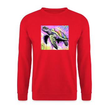 Schildkröte - Unisex Pullover - Rot - Vorne - Alina (178cm) & Michal (187cm)