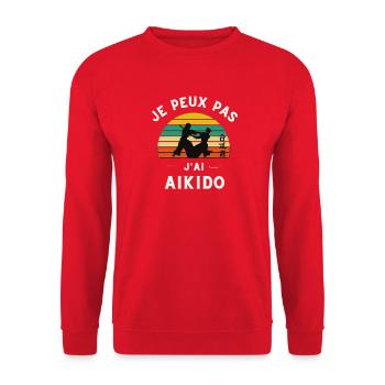 JE PEUX PAS J'AI AIKIDO DESIGN VINTAGE RETRO - Sweat-shirt Unisexe - rouge - Devant - Alina (178cm) & Michal (187cm)