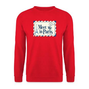 Meet Me in Paris Poster - Unisex Pullover - Rot - Vorne - Alina (178cm) & Michal (187cm)