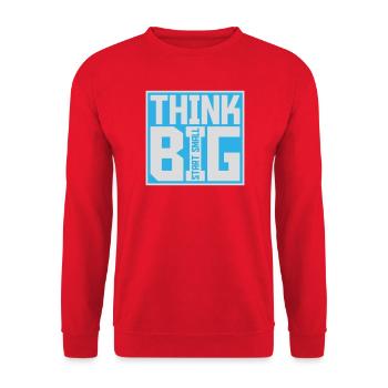Think Big Start Small Motivation Mindset Wachstum  - Unisex Pullover - Rot - Vorne - Alina (178cm) & Michal (187cm)