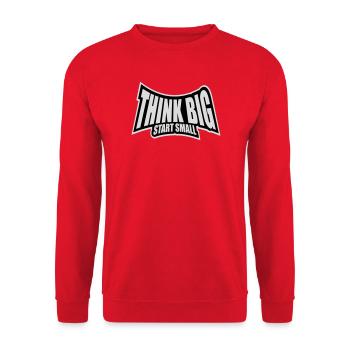 Pensez Grand, Commence, Petit, Motivation, Mentalité, Évolution. - Sweat-shirt Unisexe - rouge - Devant - Alina (178cm) & Michal (187cm)