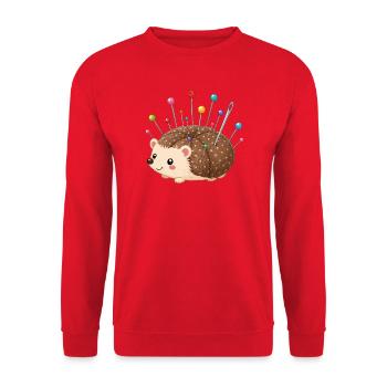 Hedgehog pincushion for seamstresses - Unisex Sweatshirt - red - Front - Alina (178cm) & Michal (187cm)