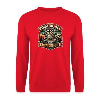 Forest animal Raccoon: I am a joy - Unisex Sweatshirt - red - Front - Alina (178cm) & Michal (187cm)