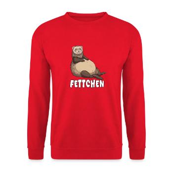 Lustiges Frettchen Outfit Dick, Fett & Übergewicht - Unisex Pullover - Rot - Vorne - Alina (178cm) & Michal (187cm)