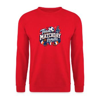Matchday en Famille – Support - Sweat-shirt Unisexe - rouge - Devant - Alina (178cm) & Michal (187cm)