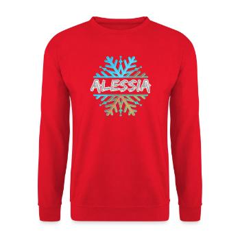Alessia als Vorname - Unisex Pullover - Rot - Vorne - Alina (178cm) & Michal (187cm)