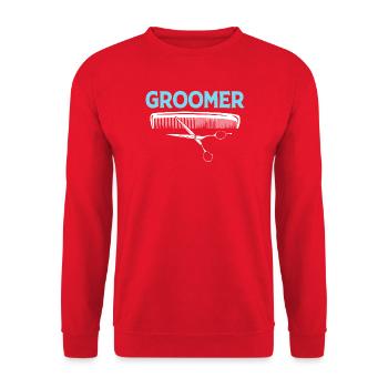 Hundefriseur - Unisex Pullover - Rot - Vorne - Alina (178cm) & Michal (187cm)