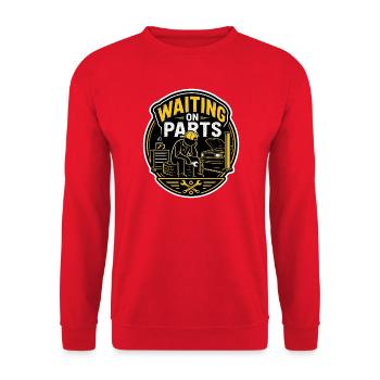 Waiting On Parts Funny Mechanic Workshop Humor - Unisex Sweatshirt - red - Front - Alina (178cm) & Michal (187cm)