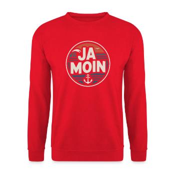 Ja Moin Norddeutschland Hamburg Gamer Meme Moin - Unisex Sweatshirt - red - Front - Alina (178cm) & Michal (187cm)