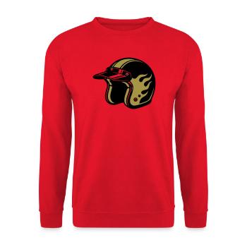 Motorradhelm Flammen Biker Motorrad Club - Unisex Pullover - Rot - Vorne - Alina (178cm) & Michal (187cm)