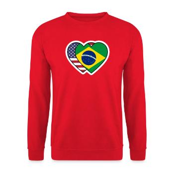 Sticker Cœurs USA Brésil - Design Drapeau  - Sweat-shirt Unisexe - rouge - Devant - Alina (178cm) & Michal (187cm)