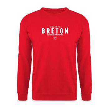 Passer A Cote D Un Breton C Est Froler La Perfe... - Sweat-shirt Unisexe - rouge - Devant - Alina (178cm) & Michal (187cm)
